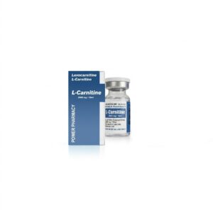 L-Carnitine vial with blue packaging labeled Power Pharmacy, 2000 mg/10 ml